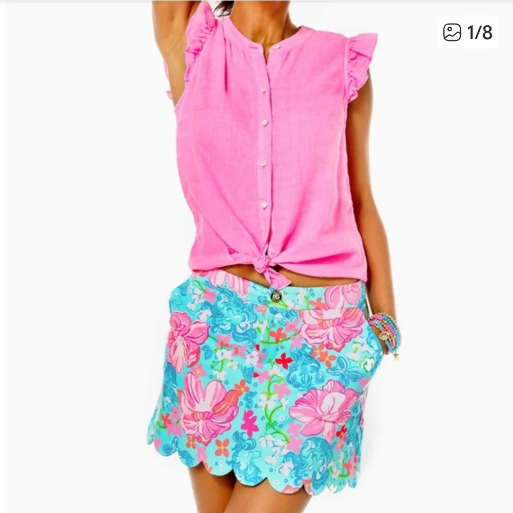 Lilly Pulitzer Skort Colette Hem Knit Surf Blue Luscious Lions - Picture 1 of 10